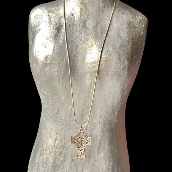 Sterling Silver Celtic Cut Out Cross Unisex Necklace Mens Woman’s Necklace